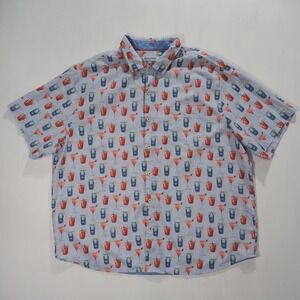 Tommy Bahama Coconut Point Camp Shirt Mens 2XLB Big Blue Cocktail Glass Print